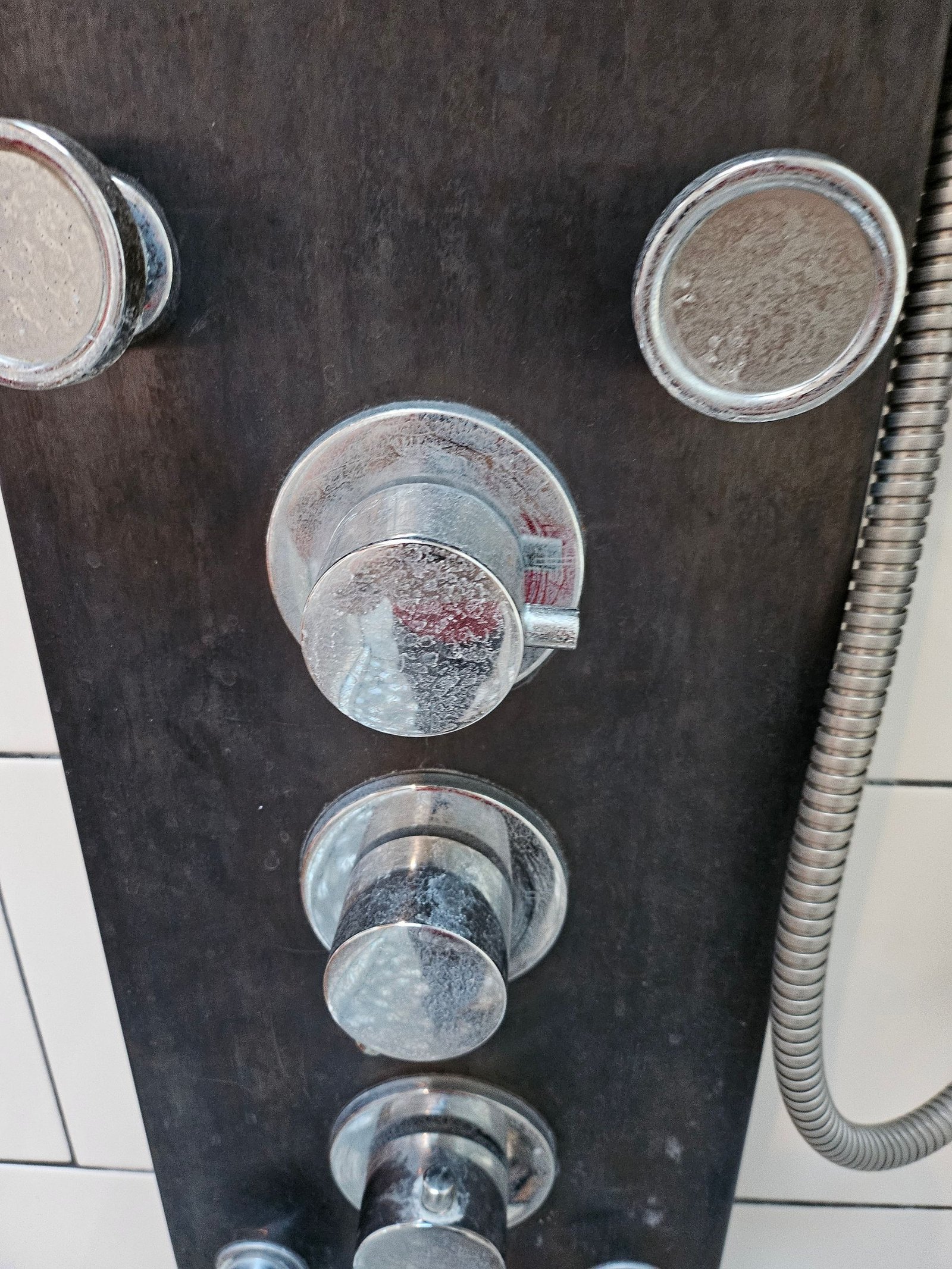 A shower head with a hose attached to it
