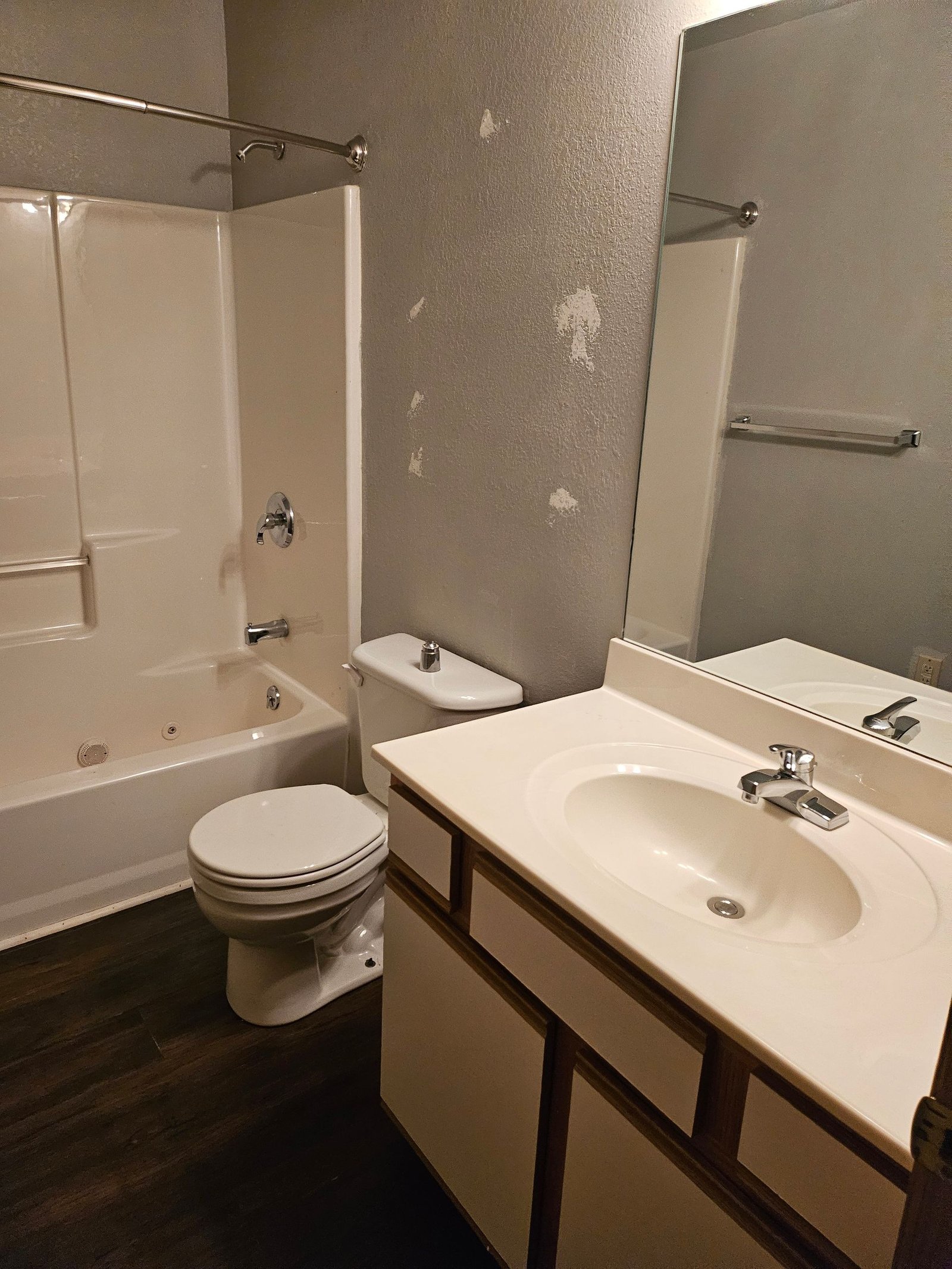 Clean bathroom with bathtub