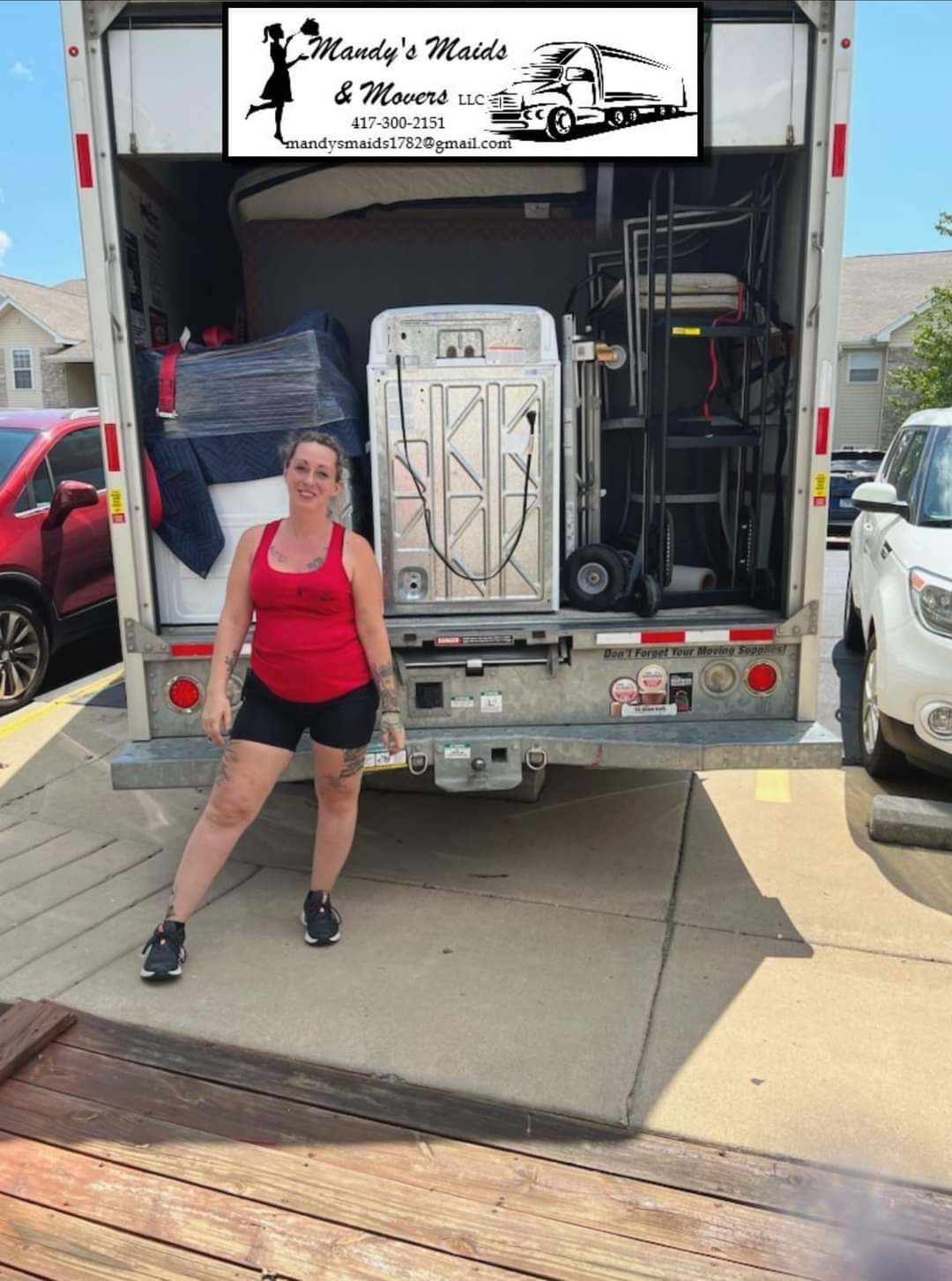 Mandy with a moving truck